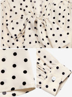 Load image into Gallery viewer, Women's Cream Polka Dot a Line Wedding Dress Tie Neck Long Sleeve
