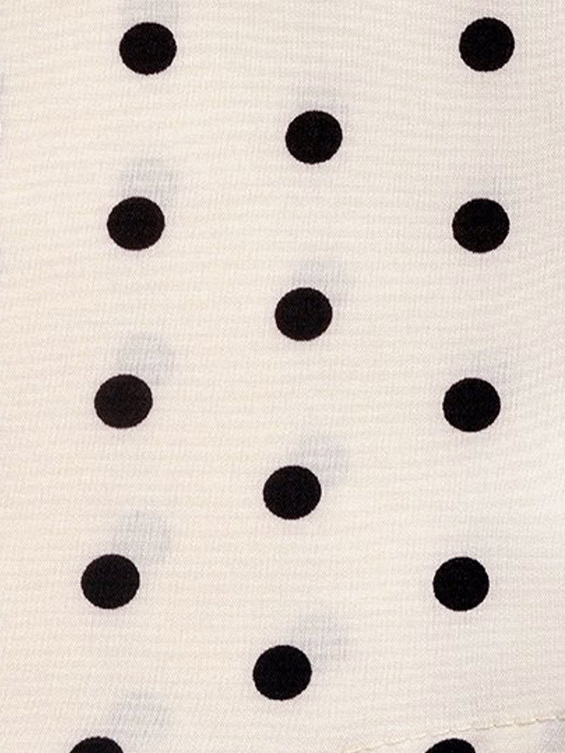Women's Cream Polka Dot a Line Wedding Dress Tie Neck Long Sleeve