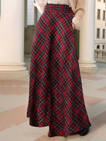 Load image into Gallery viewer, Women's Maxi Skirts Plaid Pockets A-Line Holiday Style
