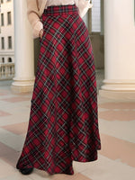 Load image into Gallery viewer, Women's Maxi Skirts Plaid Pockets A-Line Holiday Style
