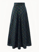 Load image into Gallery viewer, Women's Maxi Skirts Plaid Pockets A-Line Holiday Style
