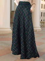 Load image into Gallery viewer, Women's Maxi Skirts Plaid Pockets A-Line Holiday Style
