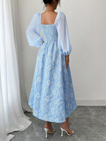 Load image into Gallery viewer, Women's Midi Dress Square Neck Long Sleeve Flowing a Line Formal Wedding Guest Style
