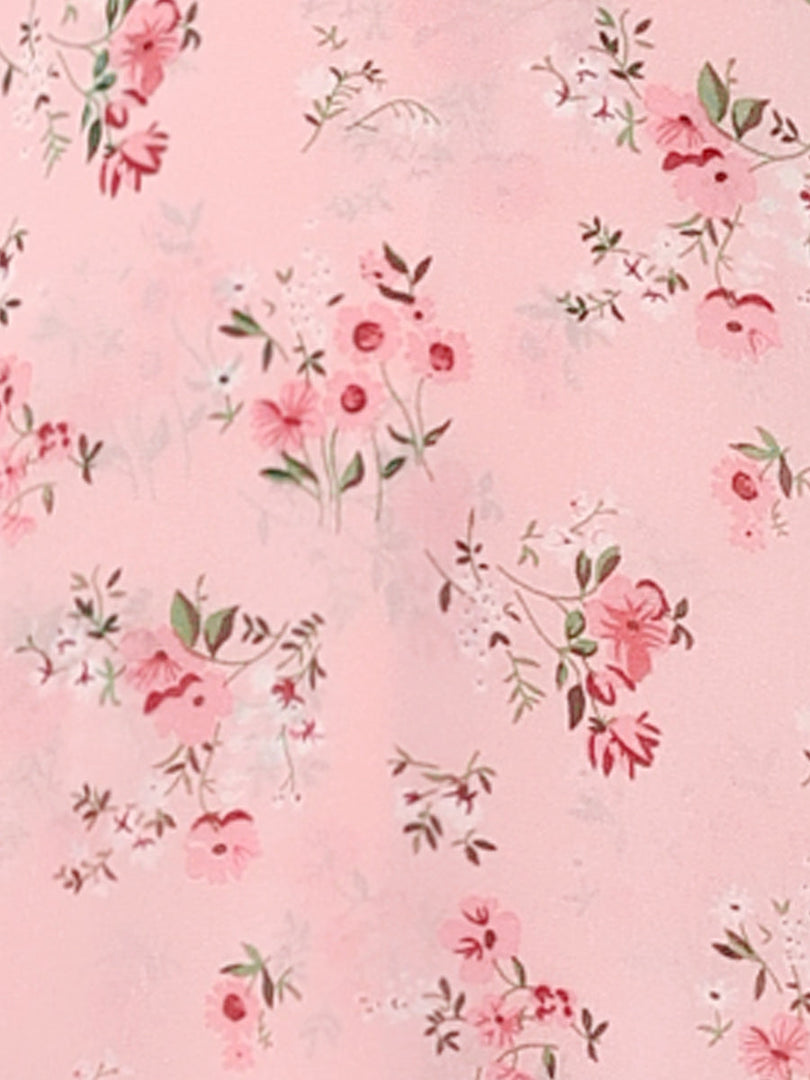 Women's Pink Dress Floral Print Sleeveless High Low Hem
