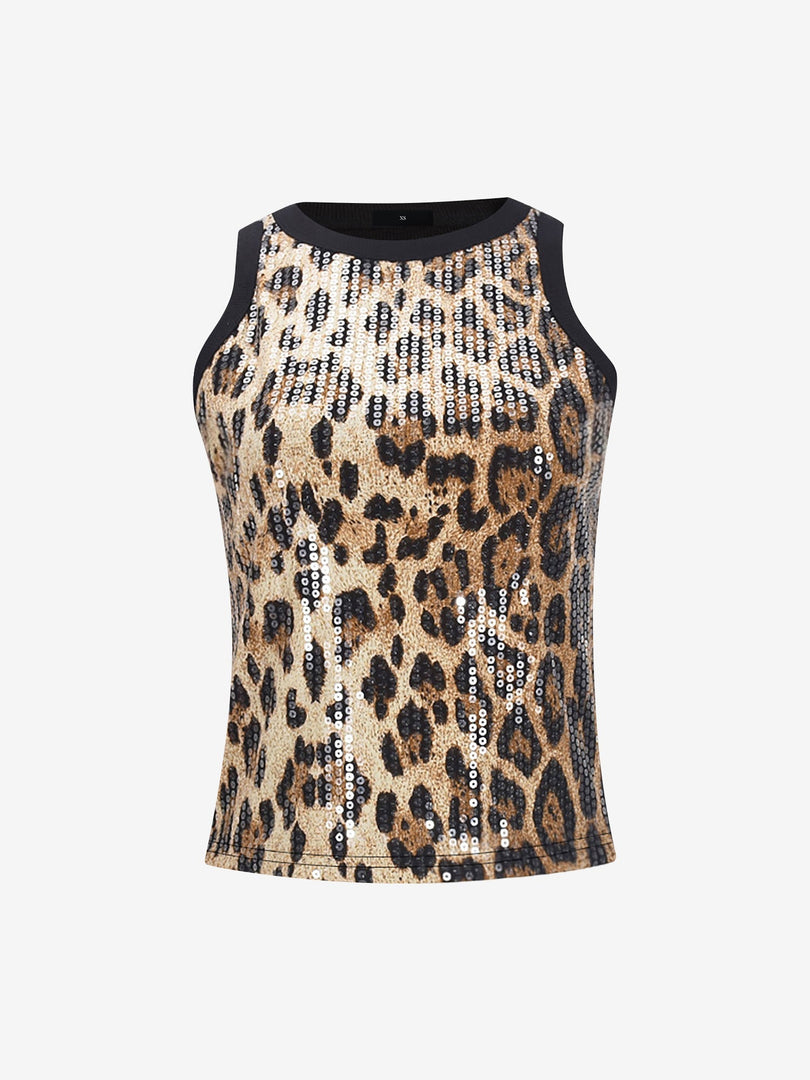 Women's Going Out Top Leopard Print Sleeveless Crew Neck