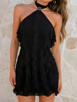 Load image into Gallery viewer, Women's Bodycon Dress Halter Neck Tiered Ruffle Mini Style
