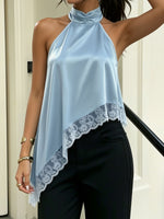 Load image into Gallery viewer, Women's Going Out Top Satin Halter Fringe Open Back
