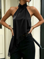 Load image into Gallery viewer, Women's Going Out Top Satin Halter Fringe Open Back

