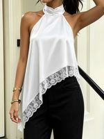 Load image into Gallery viewer, Women's Going Out Top Satin Halter Fringe Open Back
