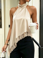 Load image into Gallery viewer, Women's Going Out Top Satin Halter Fringe Open Back
