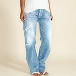 Load image into Gallery viewer, Women's Ripped Jeans High Waist Distressed Straight Leg Relaxed Fit Blue Jean Style
