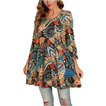 Load image into Gallery viewer, Women's Boho Tunics Mandala Print Swing Silhouette Elbow Sleeve
