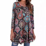 Load image into Gallery viewer, Women's Boho Tunics Mandala Print Swing Silhouette Elbow Sleeve
