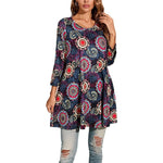 Load image into Gallery viewer, Women's Boho Tunics Mandala Print Swing Silhouette Elbow Sleeve
