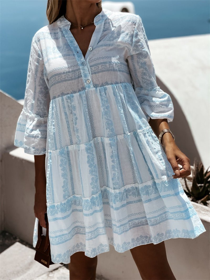 Women's Boho Mini Dress Tiered Flowy Tunic Style