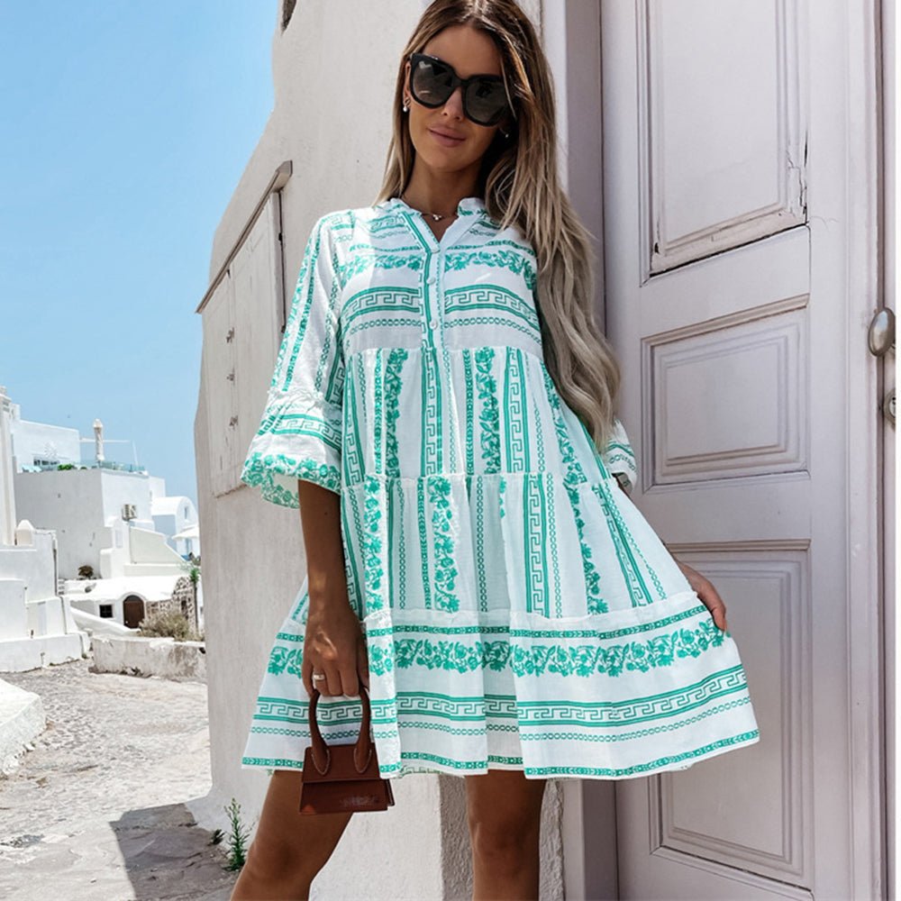 Women's Boho Mini Dress Tiered Flowy Tunic Style
