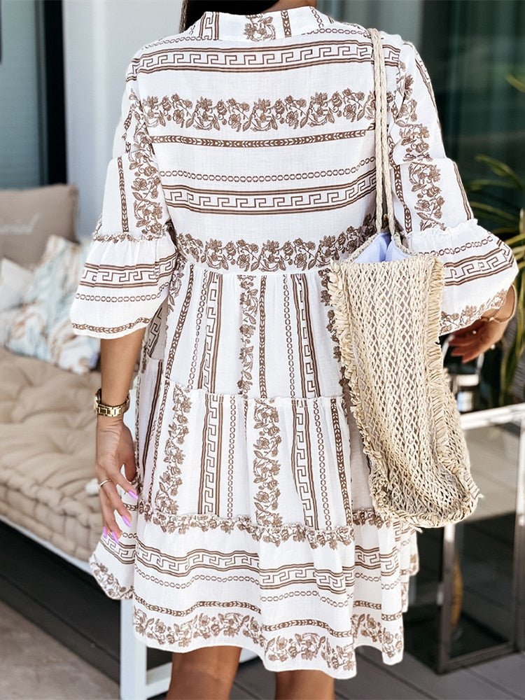 Women's Boho Mini Dress Tiered Flowy Tunic Style
