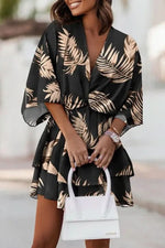 Load image into Gallery viewer, Women's Mini Dress Tiered Skirt Batwing Sleeve Boho Cocktail Style
