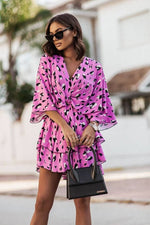 Load image into Gallery viewer, Women's Mini Dress Tiered Skirt Batwing Sleeve Boho Cocktail Style

