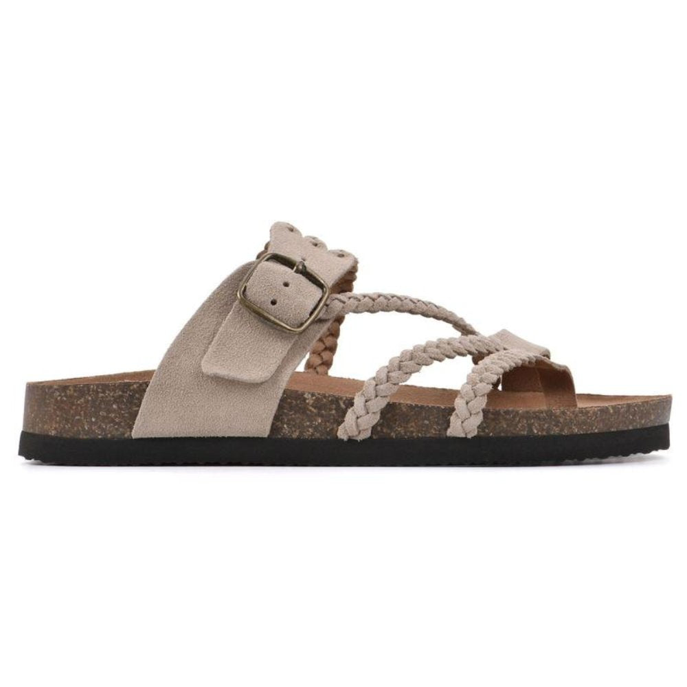 Women's Sandals Braided Strap Buckle Cork Footbed Style