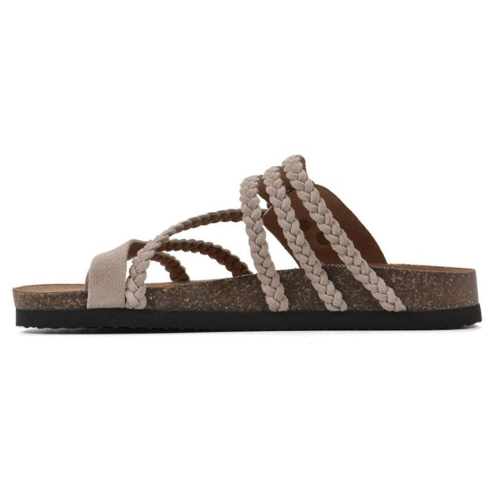 Women's Sandals Braided Strap Buckle Cork Footbed Style