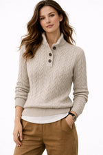 Load image into Gallery viewer, Women's Sweaters Cable Knit Button Neck Wool Blend Warmth
