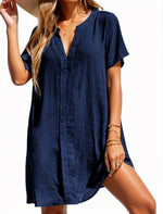 Load image into Gallery viewer, Women's Sundress V-Neckline Short Sleeve Casual Tunic Style
