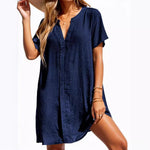 Load image into Gallery viewer, Women's Sundress V-Neckline Short Sleeve Casual Tunic Style
