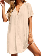 Load image into Gallery viewer, Women's Sundress V-Neckline Short Sleeve Casual Tunic Style
