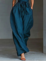 Load image into Gallery viewer, Women's Navy Blue Jumpsuit Halter Neck Sleeveless Wide Leg Relaxed Formal Style
