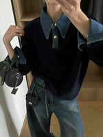 Load image into Gallery viewer, Women's Polo Shirts Denim Collar Knit Sweater Design
