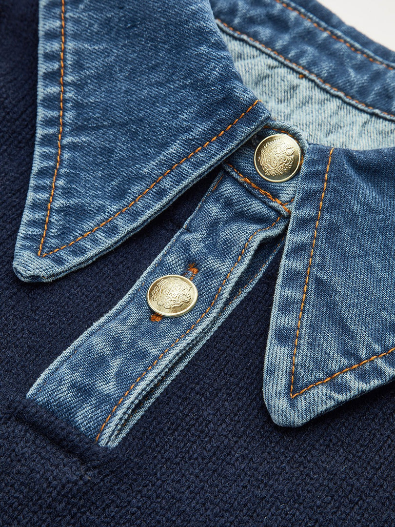 Women's Polo Shirts Denim Collar Knit Sweater Design