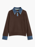 Load image into Gallery viewer, Women's Polo Shirts Denim Collar Knit Sweater Design
