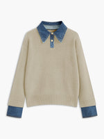 Load image into Gallery viewer, Women's Polo Shirts Denim Collar Knit Sweater Design
