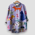 Load image into Gallery viewer, Women's Printed Shirt Collared Neck Long Sleeve Button Front Relaxed Casual Style
