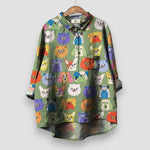 Load image into Gallery viewer, Women's Printed Shirt Collared Neck Long Sleeve Button Front Relaxed Casual Style
