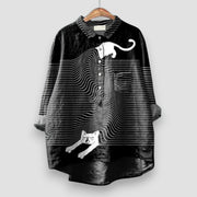Women's Printed Shirt Collared Neck Long Sleeve Button Front Relaxed Casual Style