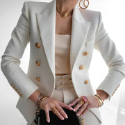 Women's Tailored Blazer Double Breasted Gold Button Fitted Structured Style