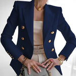 Load image into Gallery viewer, Women's Tailored Blazer Double Breasted Gold Button Fitted Structured Style
