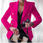 Load image into Gallery viewer, Women's Tailored Blazer Double Breasted Gold Button Fitted Structured Style
