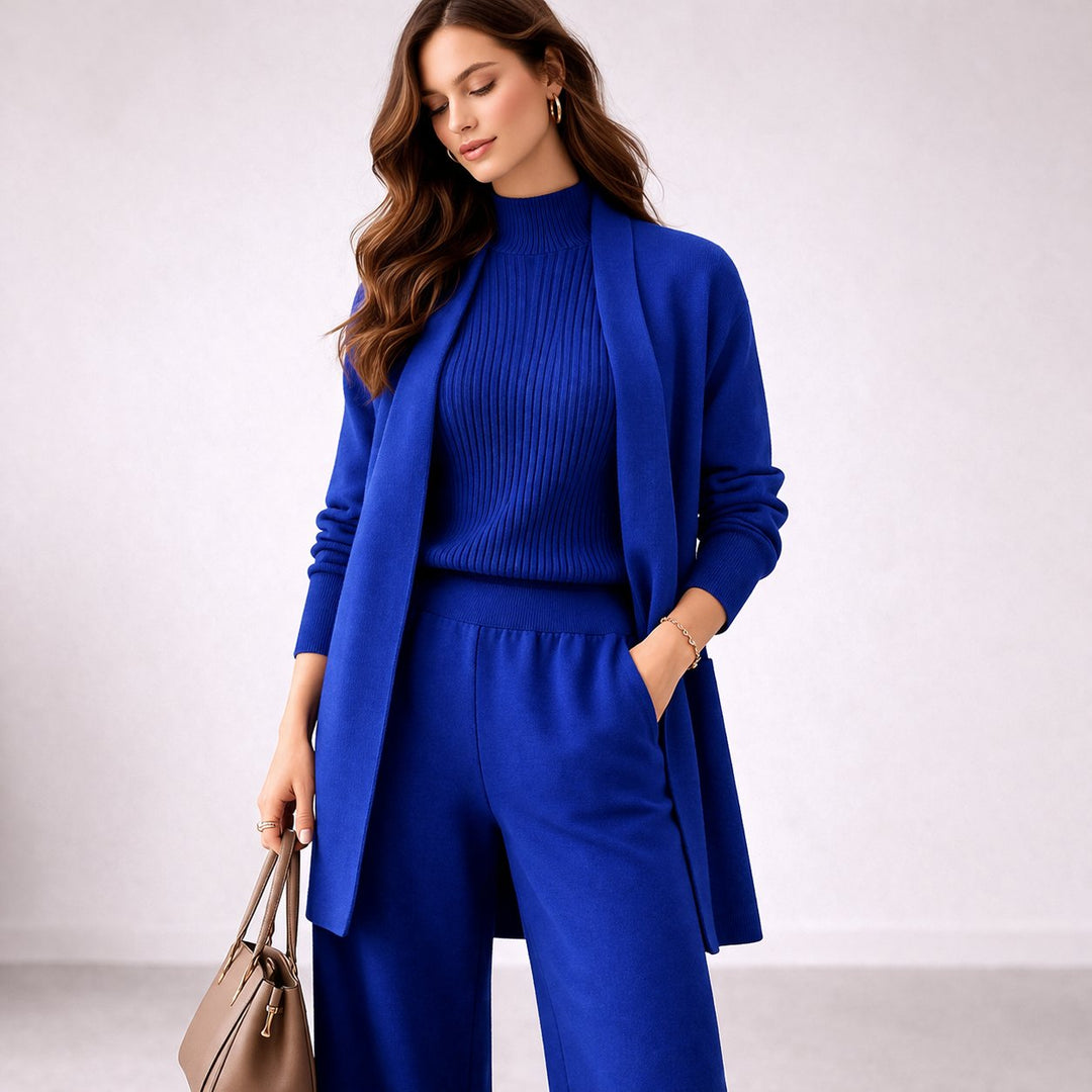 Women's Sweater Cardigan Set Wide Leg Pants Knit Lounge Style