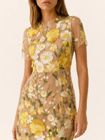 Load image into Gallery viewer, Women's Wedding Guest Dress Round Neck Short Sleeve Floral Midi Formal Style
