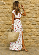 Load image into Gallery viewer, Women's Floral Dress V Neck Sleeveless Side Split Maxi Casual Style
