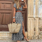 Load image into Gallery viewer, Women's Floral Dress V Neck Sleeveless Side Split Maxi Casual Style
