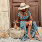 Load image into Gallery viewer, Women's Floral Dress V Neck Sleeveless Side Split Maxi Casual Style

