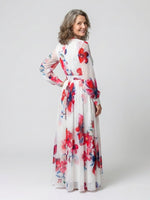 Load image into Gallery viewer, Women's Wedding Guest Dress V Neck Long Sleeve Floral Wrap Maxi Formal Style
