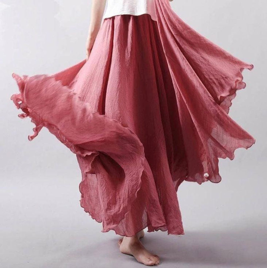 Women's Maxi Skirt High Waist Flowing a Line Casual Bohemian Style
