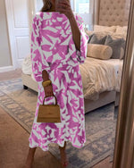 Load image into Gallery viewer, Women's Printed Skirt Set Round Neck Kimono Sleeve Relaxed Two Piece Style

