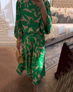 Load image into Gallery viewer, Women's Printed Skirt Set Round Neck Kimono Sleeve Relaxed Two Piece Style

