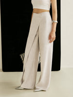 Load image into Gallery viewer, Women's Wide Leg Pants High Waist Asymmetric Wrap Front
